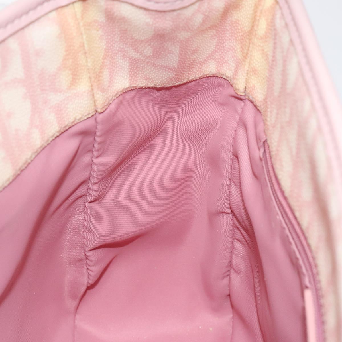 Christian Dior Trotter Canvas Romantic Chain Bag PVC Pink Silver Auth 122553