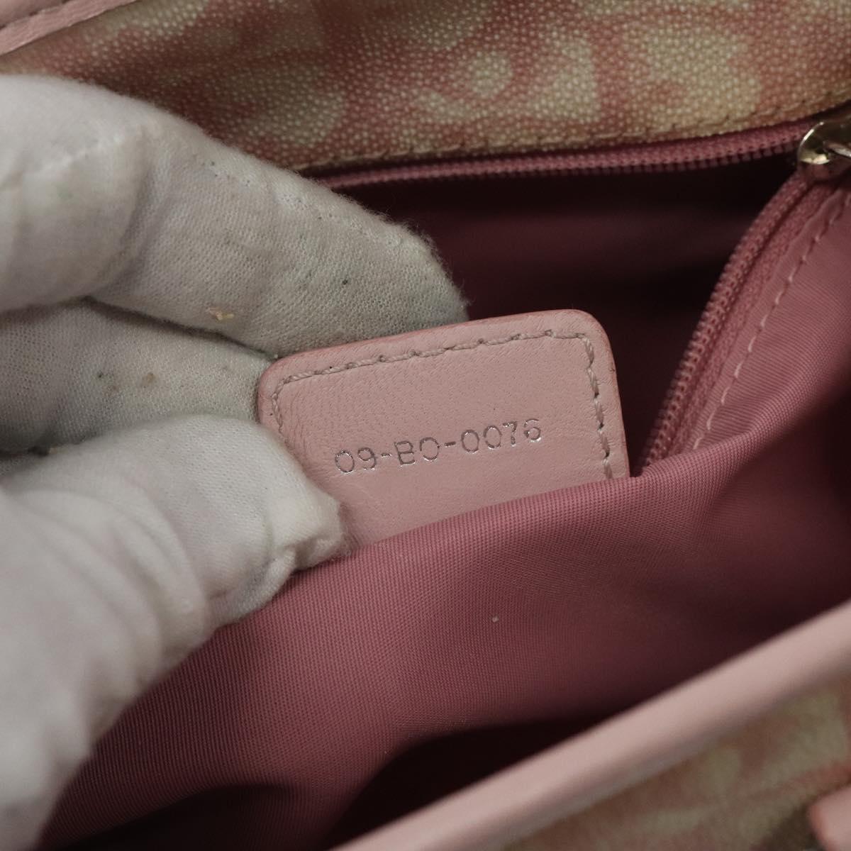 Christian Dior Trotter Canvas Romantic Chain Bag PVC Pink Silver Auth 122553