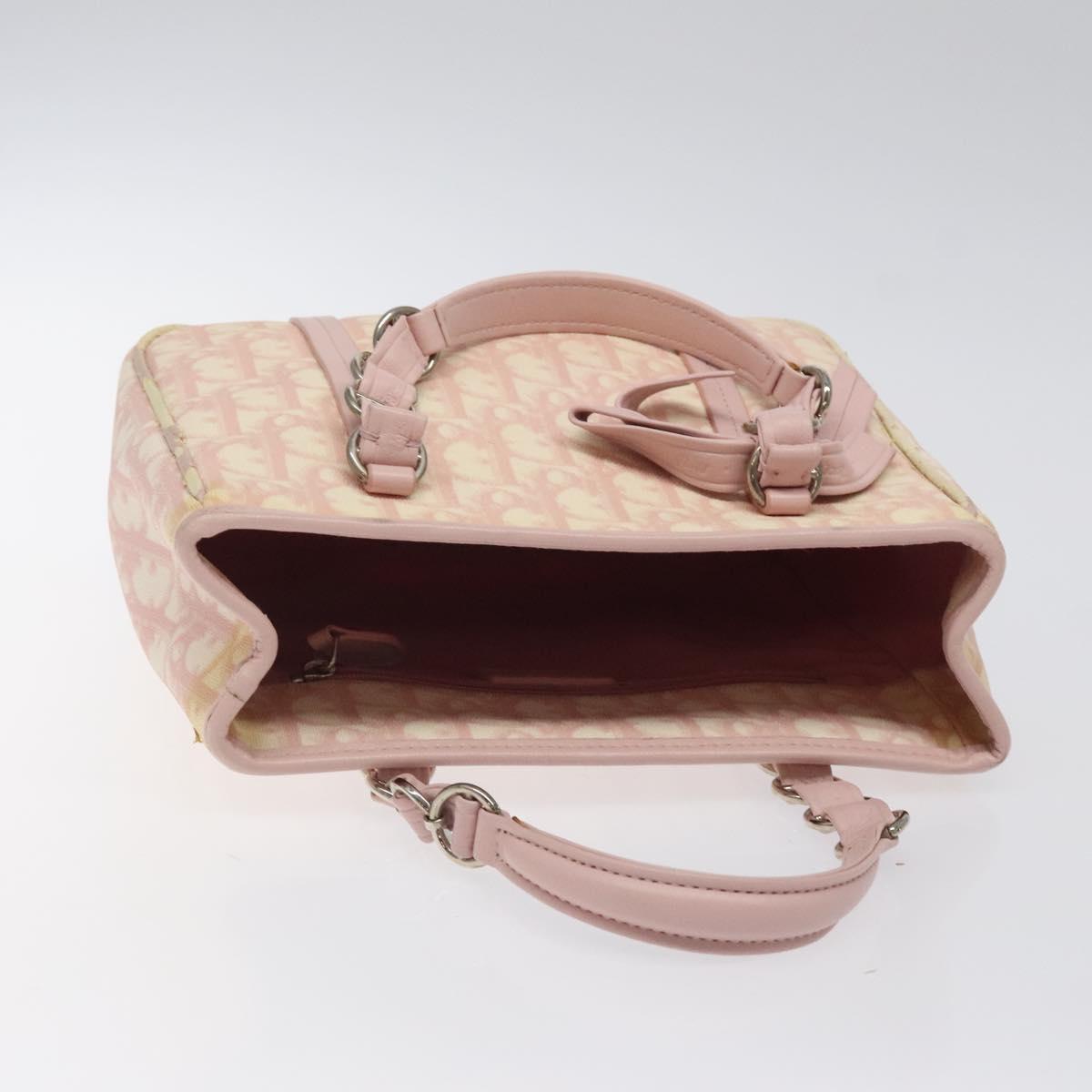 Christian Dior Trotter Canvas Romantic Chain Bag PVC Pink Silver Auth 122553