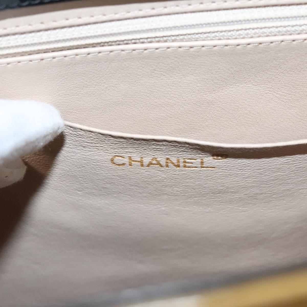 CHANEL Choco Bar Chain Shoulder Bag Patent leather Black CC Auth 122608