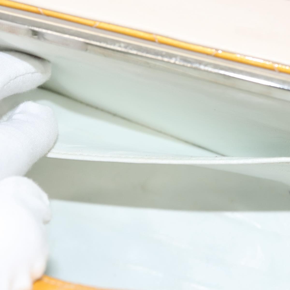 CHANEL Matelasse Hand Bag Patent leather Yellow Silver CC Auth 122609