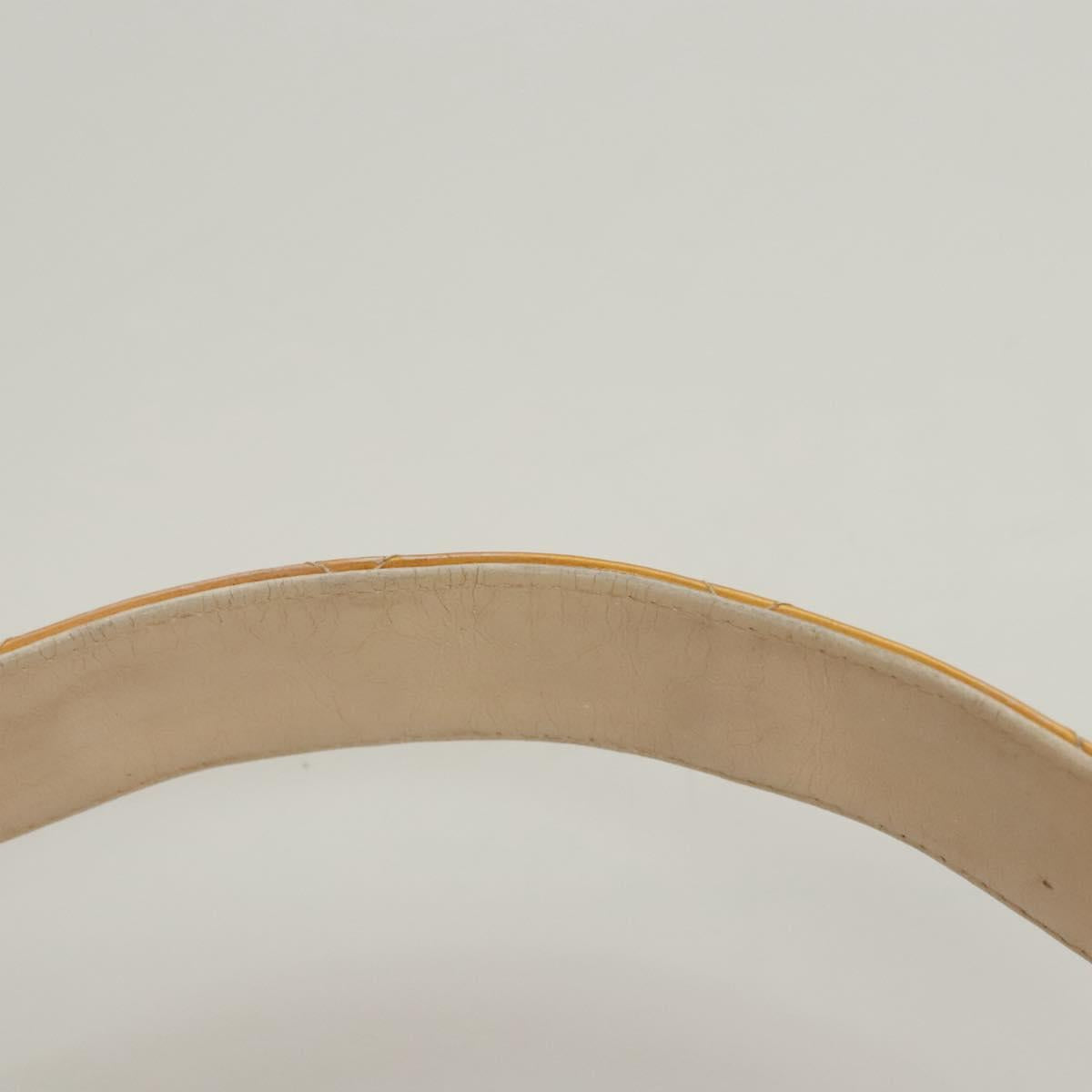 CHANEL Matelasse Hand Bag Patent leather Yellow Silver CC Auth 122609