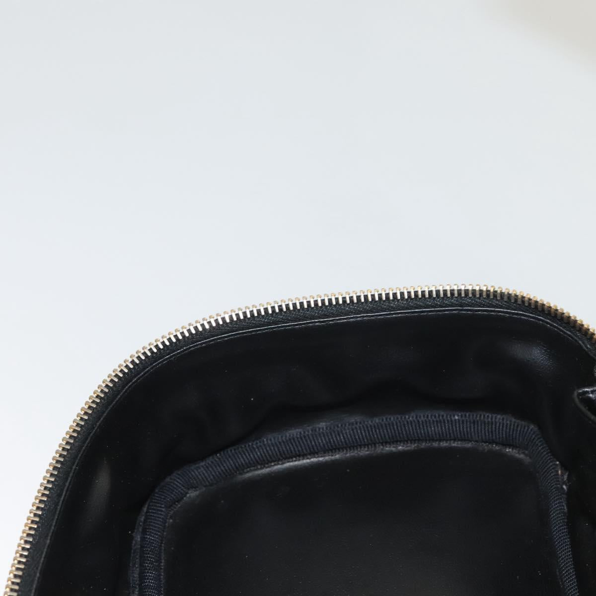 CHANEL Vanity Pouch Leather Black Gold CC Auth 122610