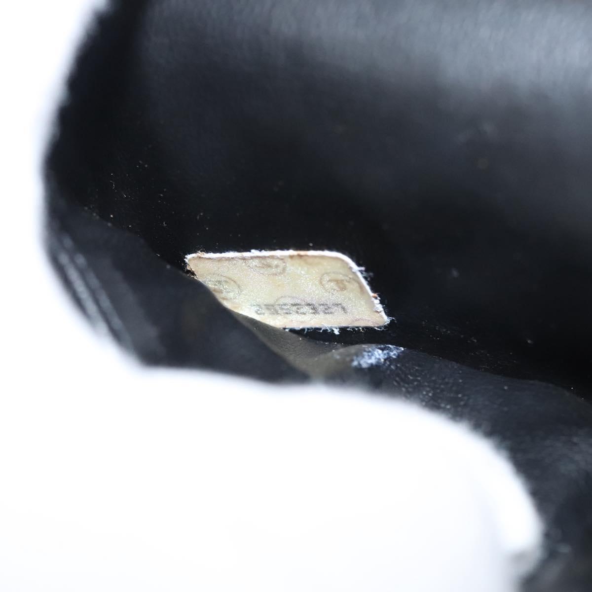 CHANEL Vanity Pouch Leather Black Gold CC Auth 122610