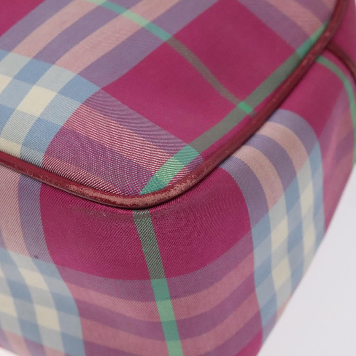 Burberrys Nova Check Shoulder Bag Canvas Pink Gold Auth 122611