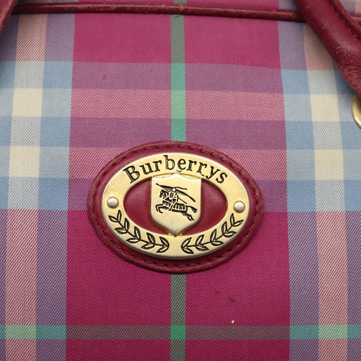 Burberrys Nova Check Shoulder Bag Canvas Pink Gold Auth 122611