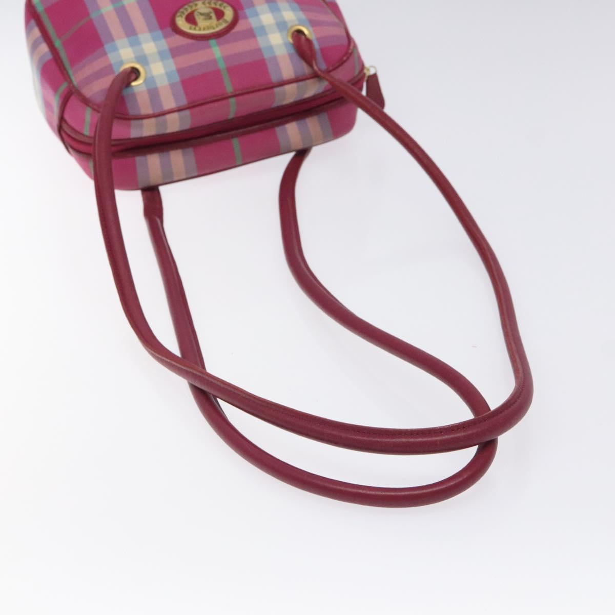 Burberrys Nova Check Shoulder Bag Canvas Pink Gold Auth 122611