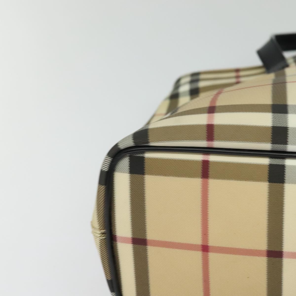BURBERRY Nova Check Hand Bag PVC Beige Silver Auth 122613