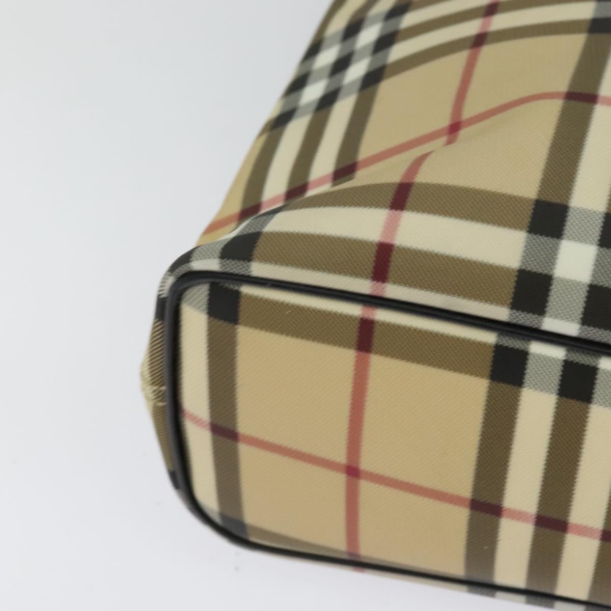 BURBERRY Nova Check Hand Bag PVC Beige Silver Auth 122613