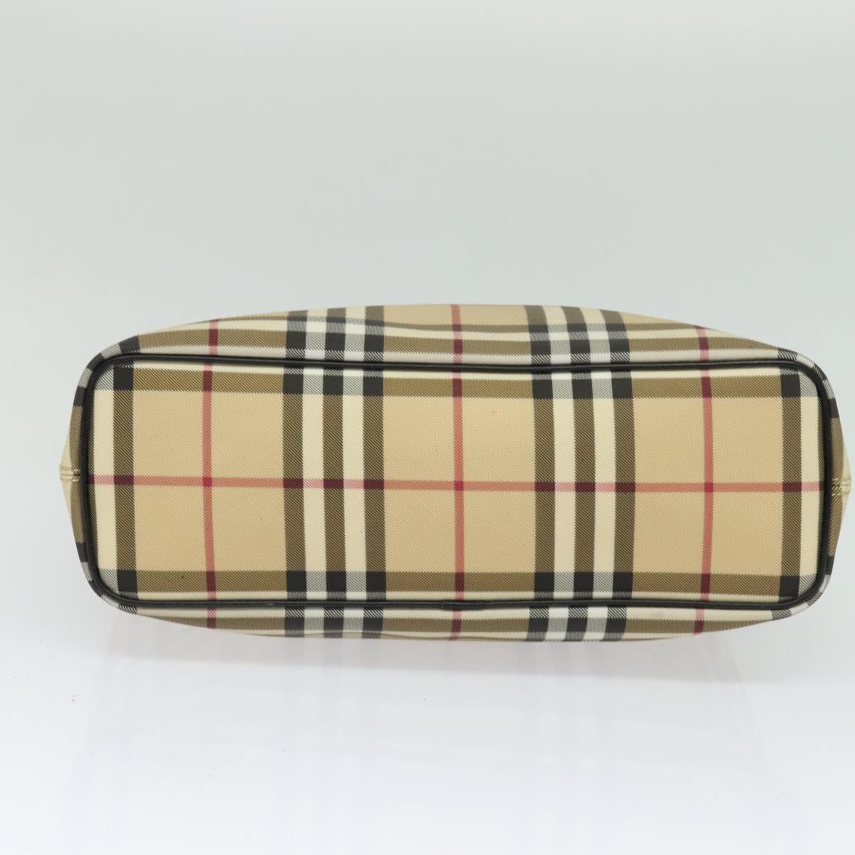 BURBERRY Nova Check Hand Bag PVC Beige Silver Auth 122613