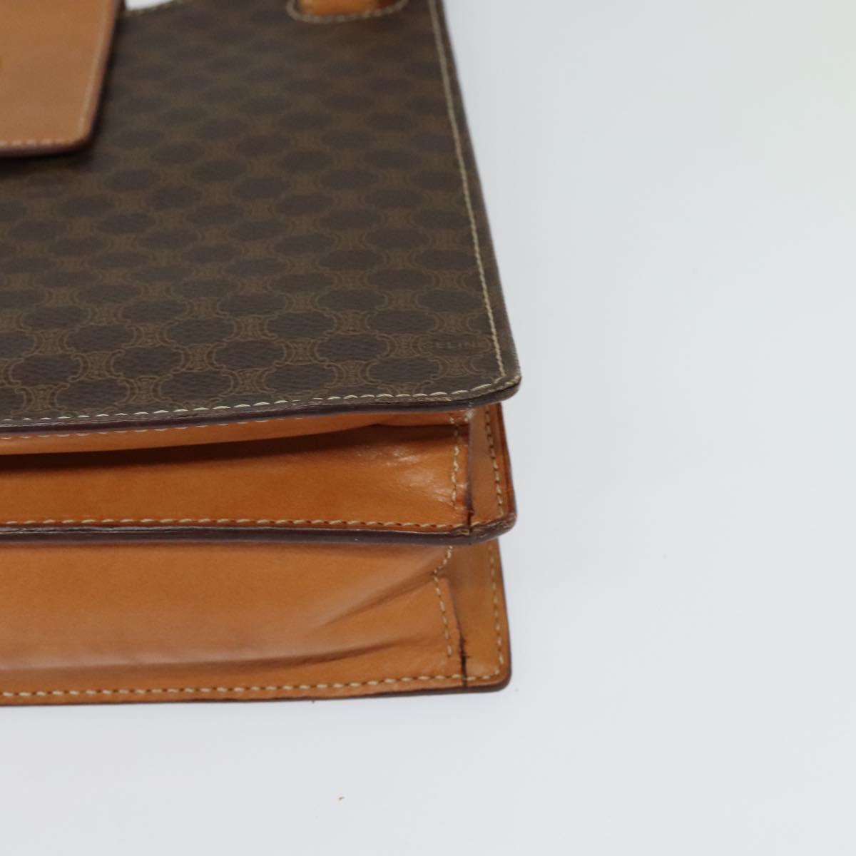 CELINE Macadam Canvas Shoulder Bag PVC Leather Brown Gold Auth 122617