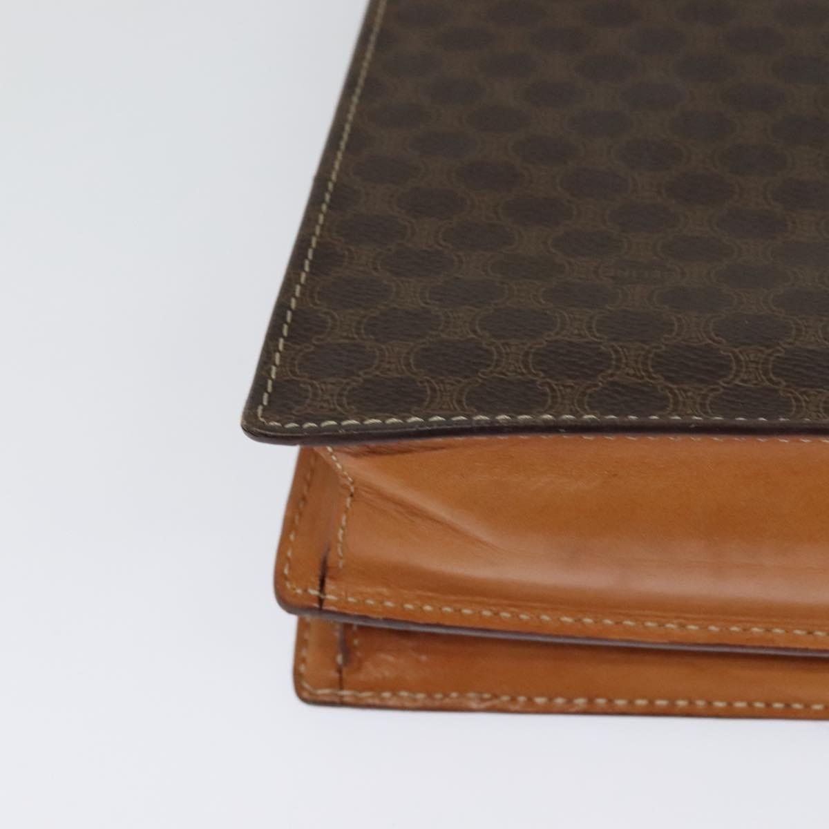 CELINE Macadam Canvas Shoulder Bag PVC Leather Brown Gold Auth 122617