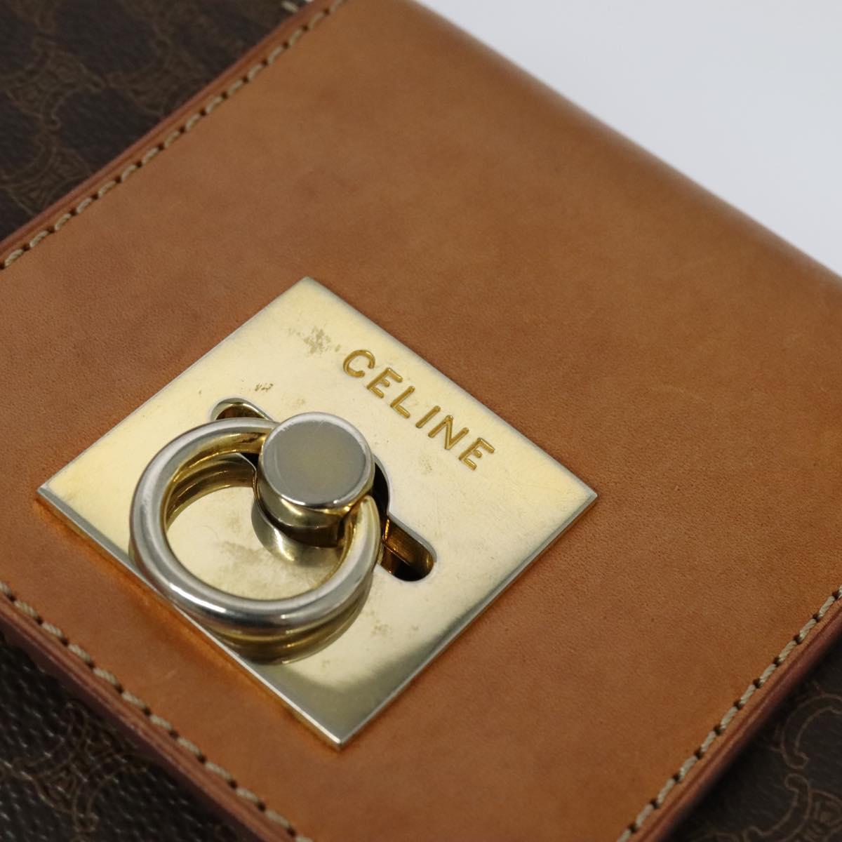 CELINE Macadam Canvas Shoulder Bag PVC Leather Brown Gold Auth 122617