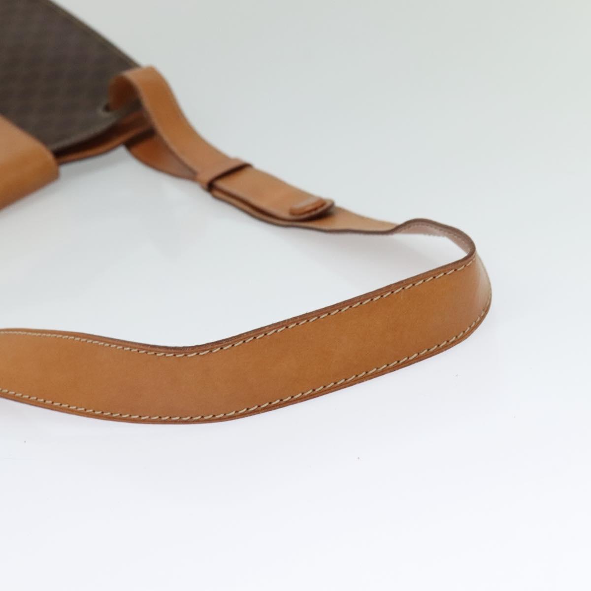 CELINE Macadam Canvas Shoulder Bag PVC Leather Brown Gold Auth 122617