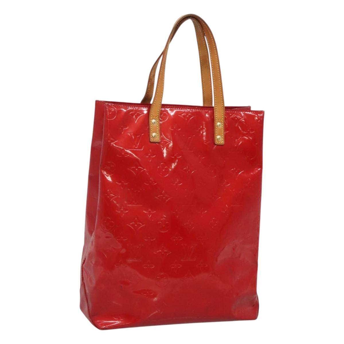 LOUIS VUITTON Monogram Vernis Reade MM Hand Bag Red Rouge M91086 LV Auth 122621