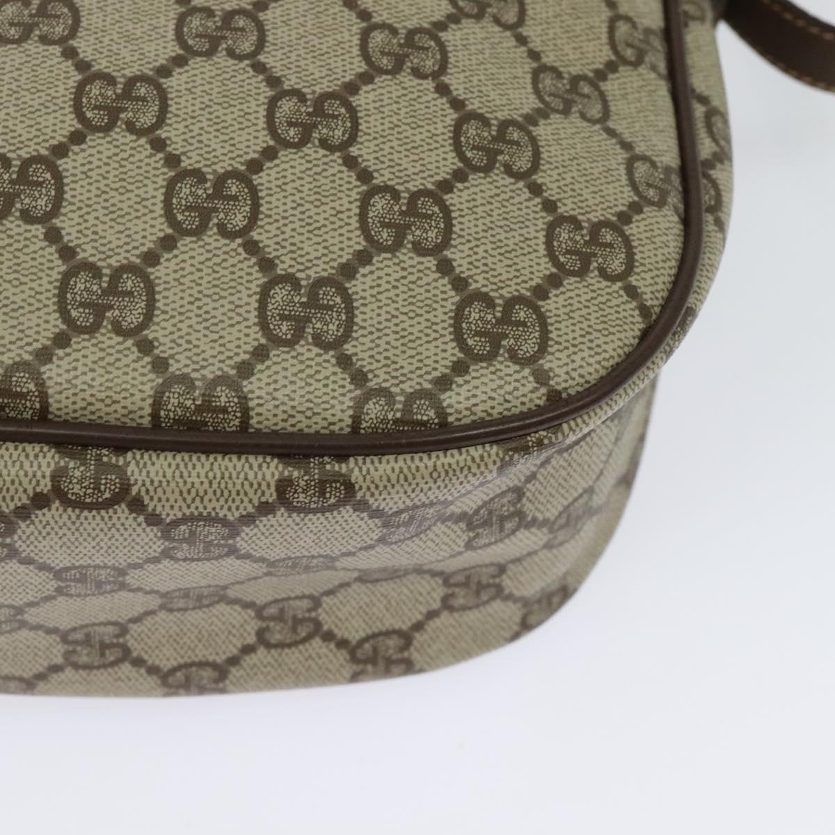 GUCCI GG Supreme Web Sherry Line Bag PVC Brown Gold 89 02 032 Auth 122664