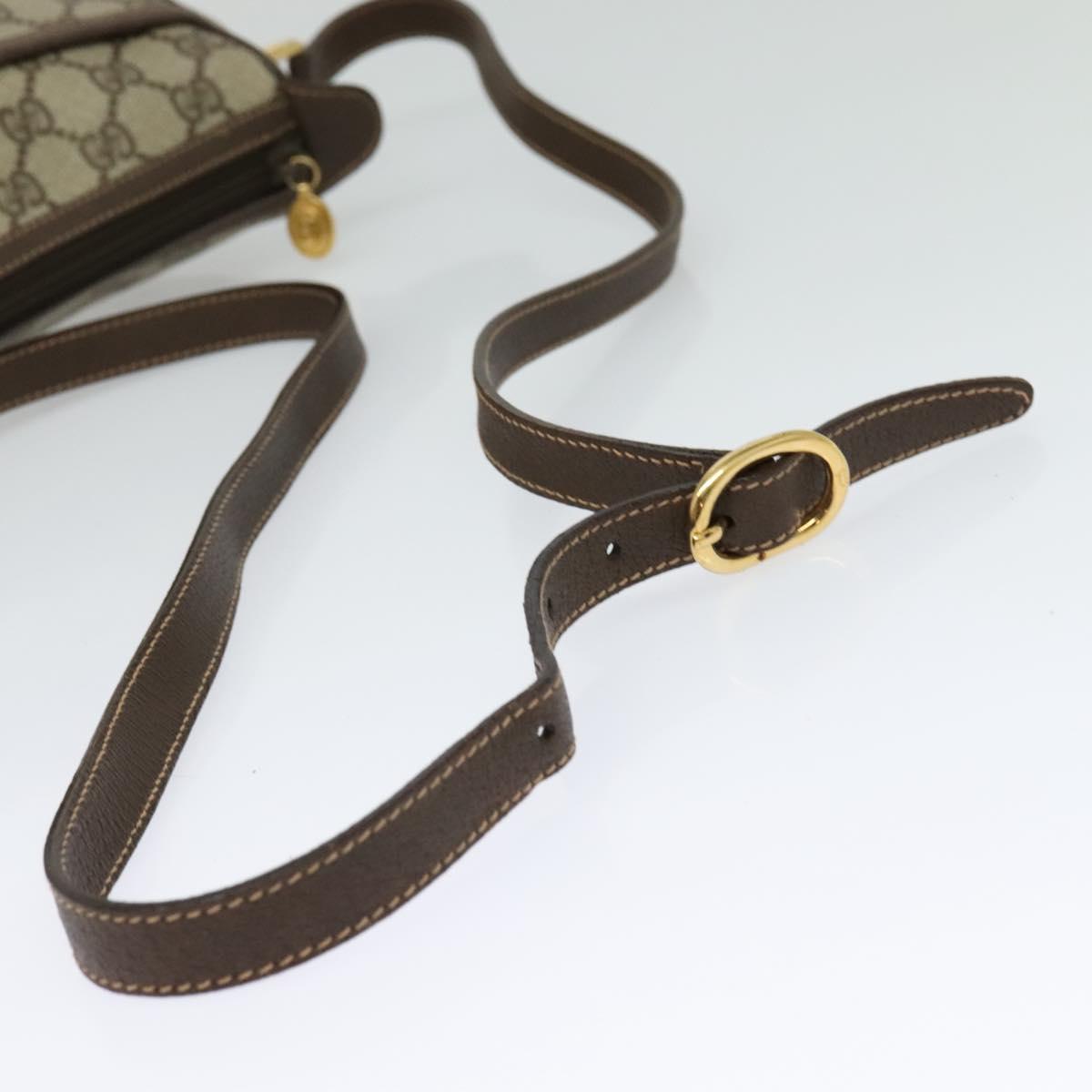 GUCCI GG Supreme Web Sherry Line Bag PVC Brown Gold 89 02 032 Auth 122664