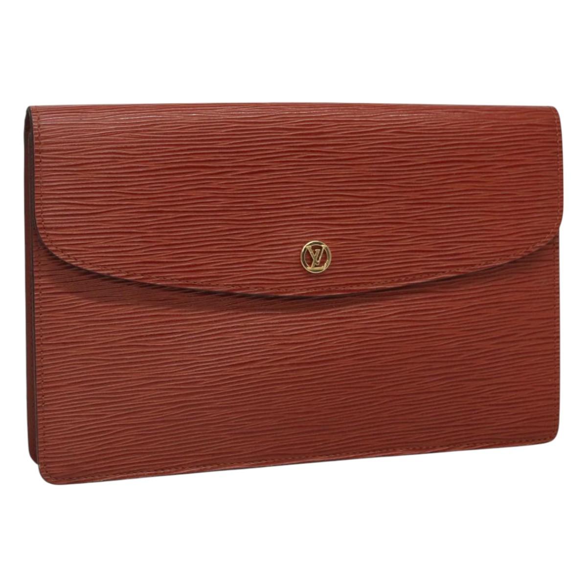 LOUIS VUITTON Epi Montaigne 27 Clutch Bag Brown LV Auth 122669