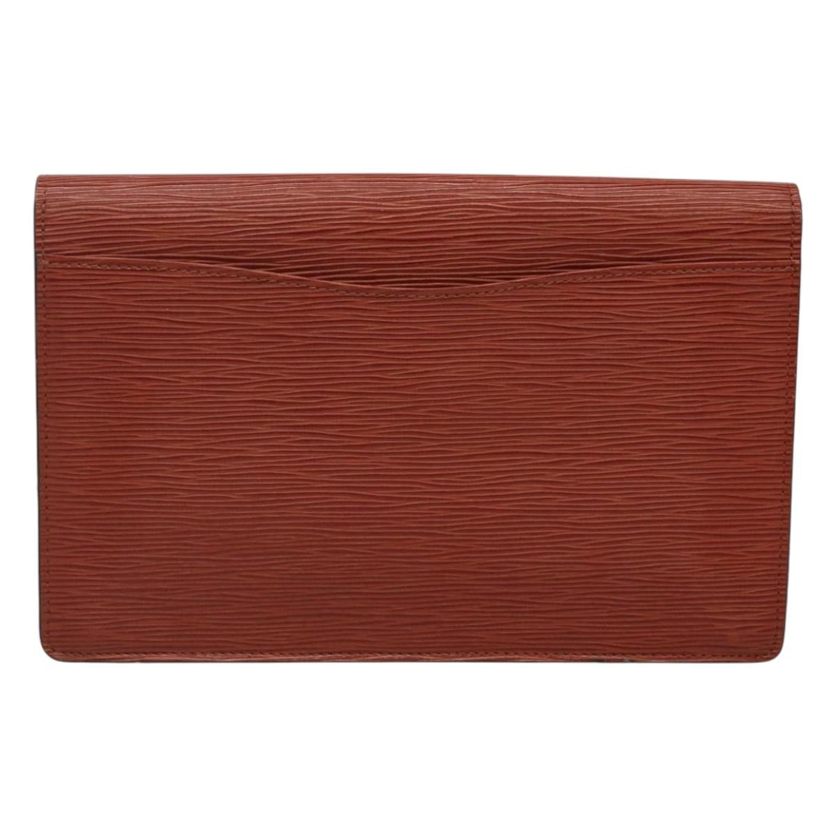 LOUIS VUITTON Epi Montaigne 27 Clutch Bag Brown LV Auth 122669