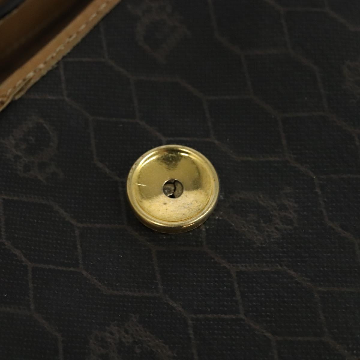 Christian Dior Honeycomb Canvas Hand Bag PVC 2way Black Gold Auth 122680