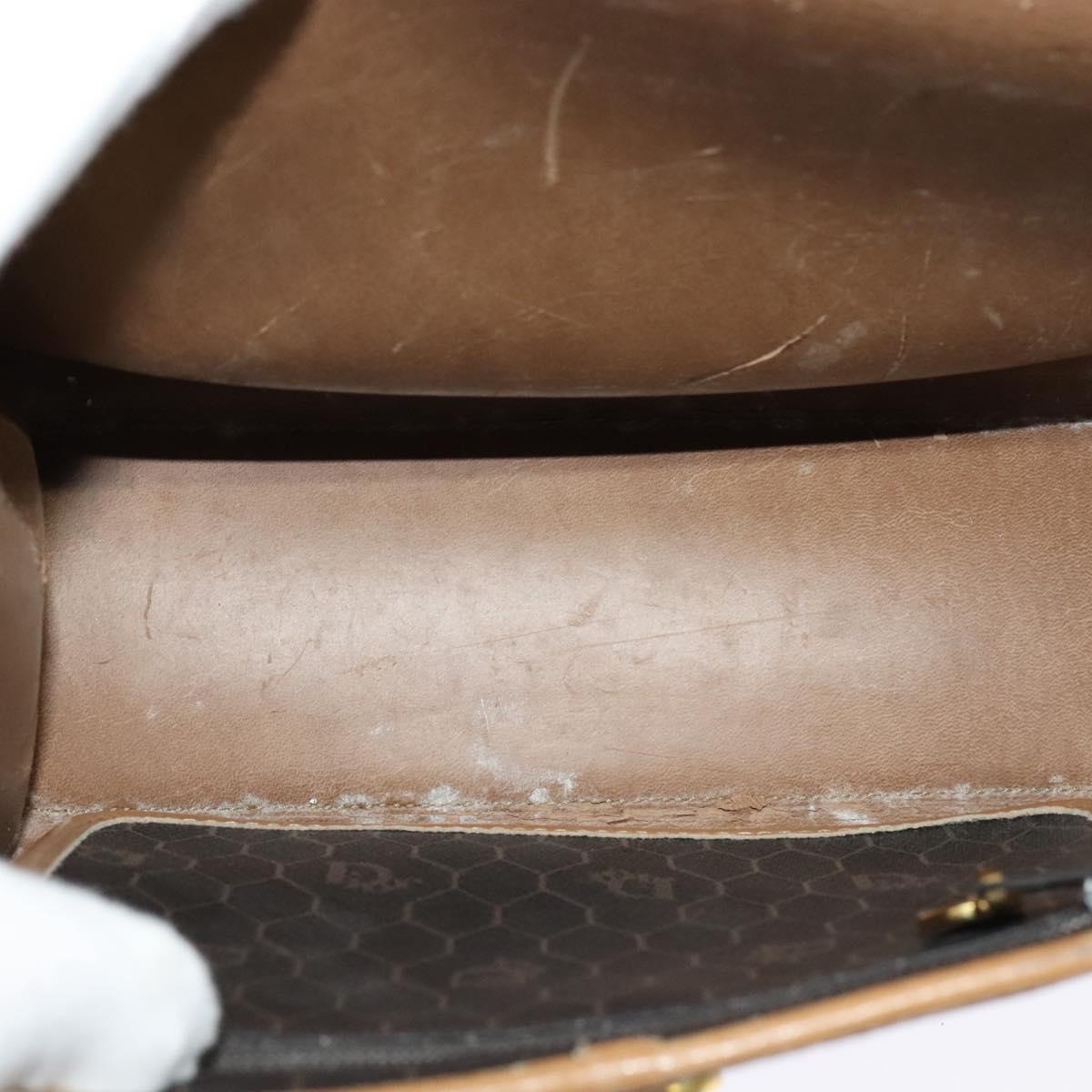 Christian Dior Honeycomb Canvas Hand Bag PVC 2way Black Gold Auth 122680