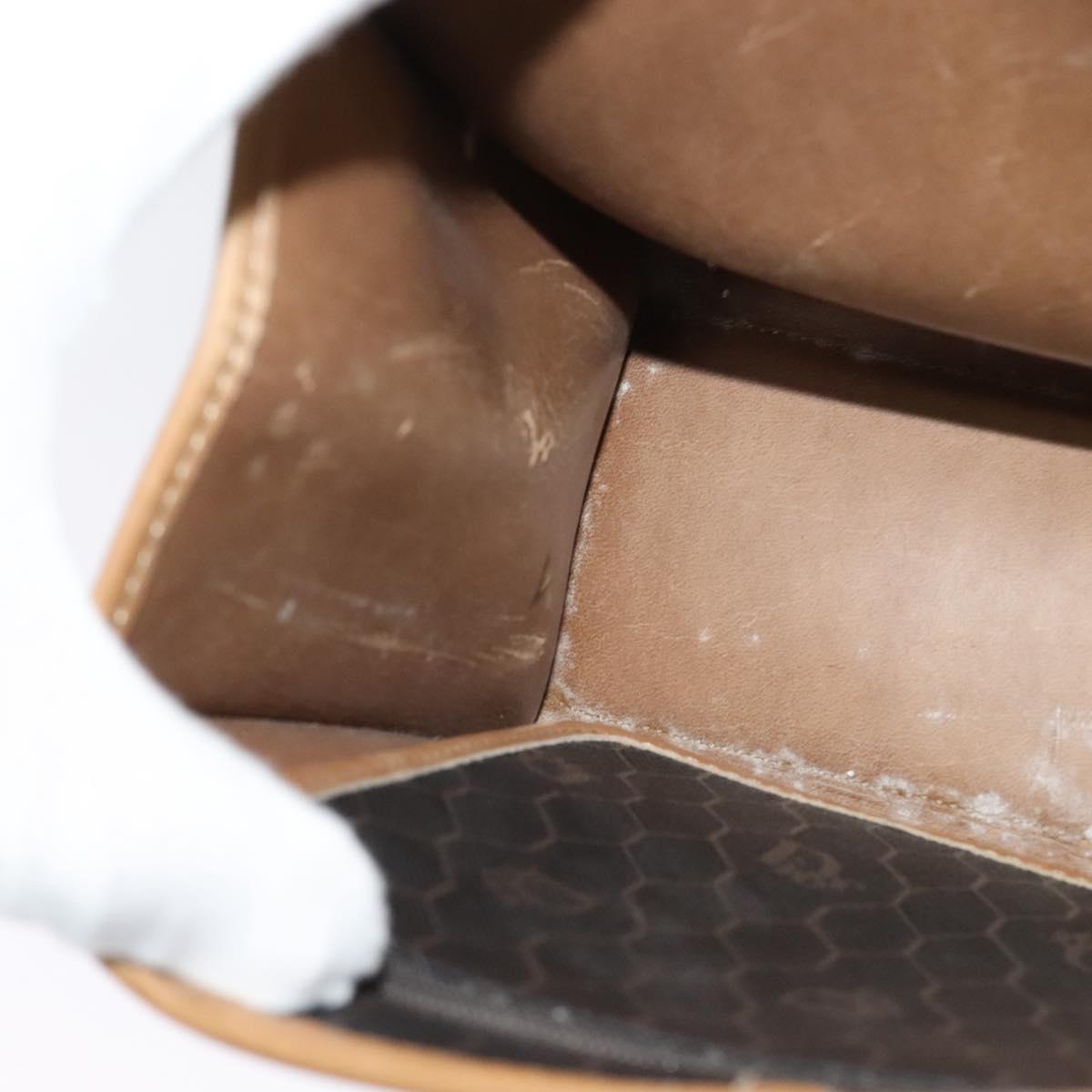 Christian Dior Honeycomb Canvas Hand Bag PVC 2way Black Gold Auth 122680