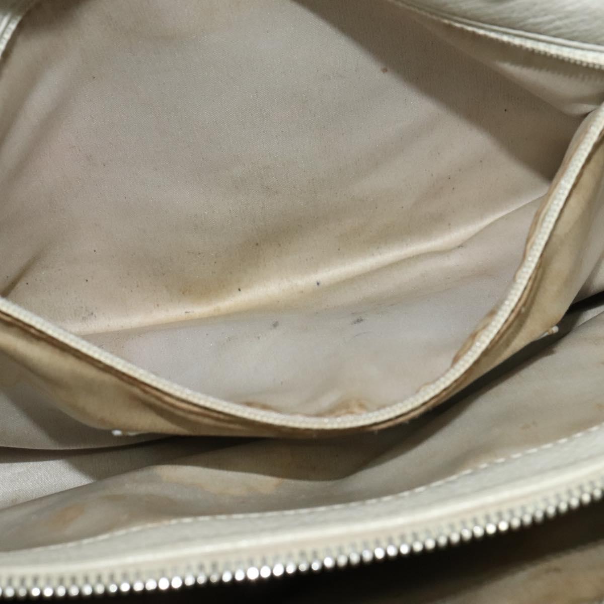 CHANEL Wild Stitch Shoulder Bag Leather Ivory Silver CC Auth 122688