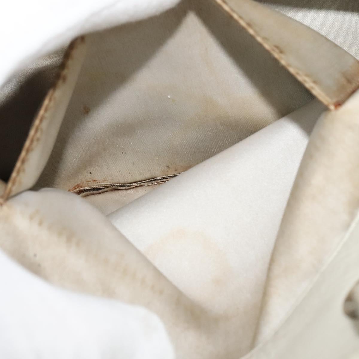 CHANEL Wild Stitch Shoulder Bag Leather Ivory Silver CC Auth 122688