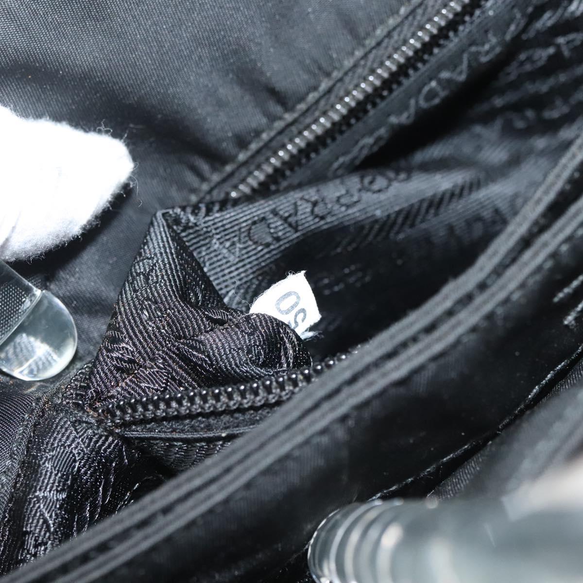PRADA Hand Bag Nylon Plastic Black Clear Auth 122690