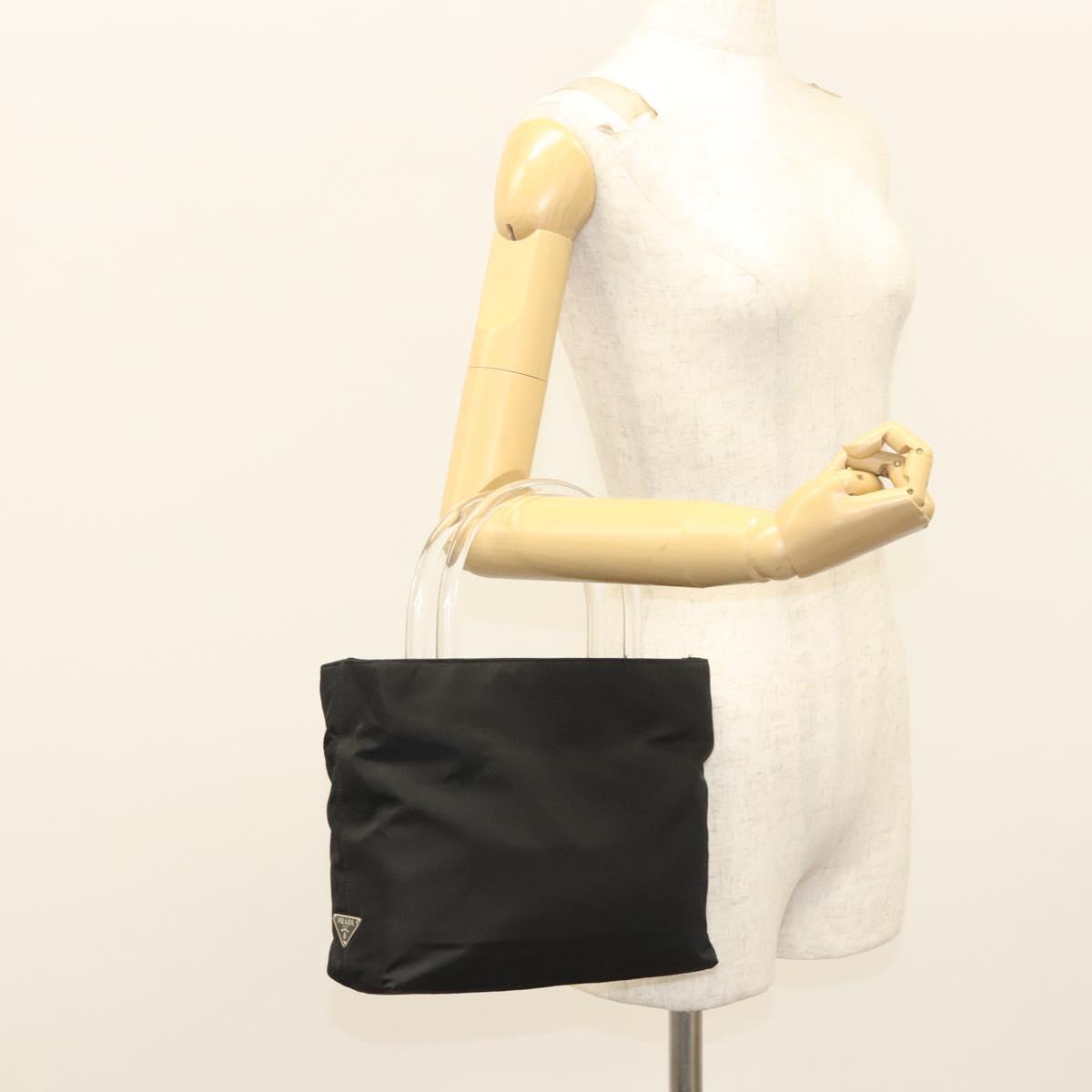 PRADA Hand Bag Nylon Plastic Black Clear Auth 122690