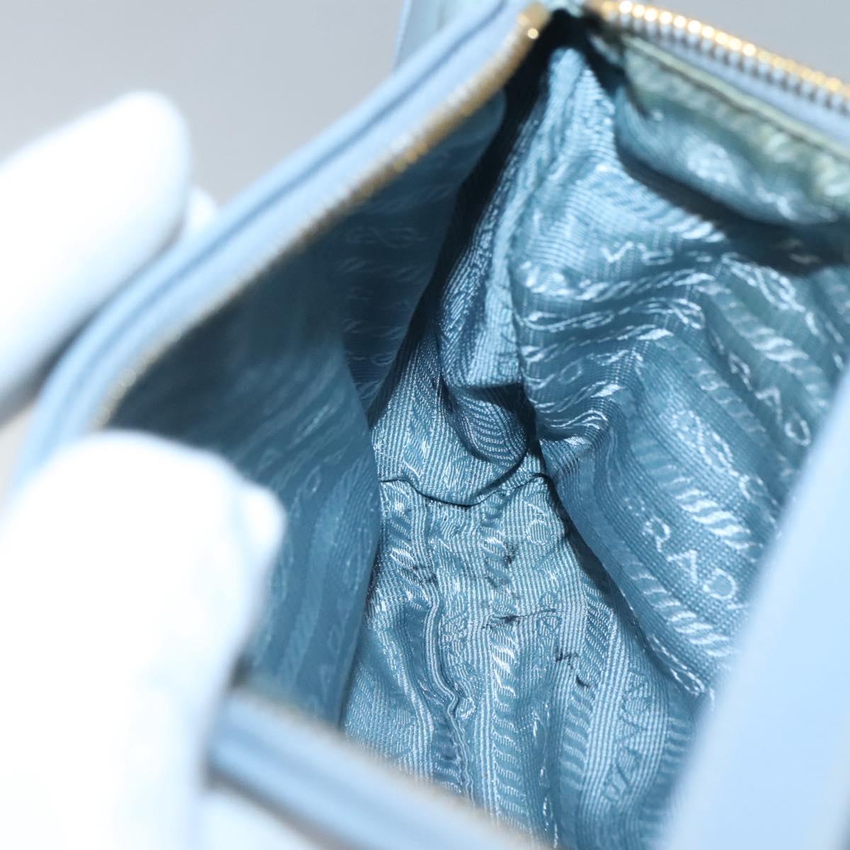 PRADA Shoulder Bag Nylon Light Blue Gold Auth 122692