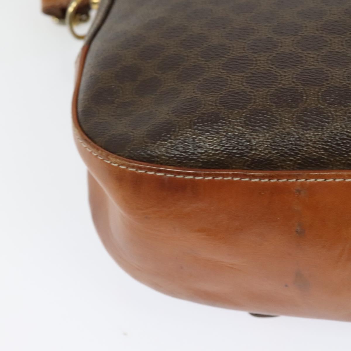 CELINE Macadam Canvas Shoulder Bag PVC Leather Brown Gold Auth 122776