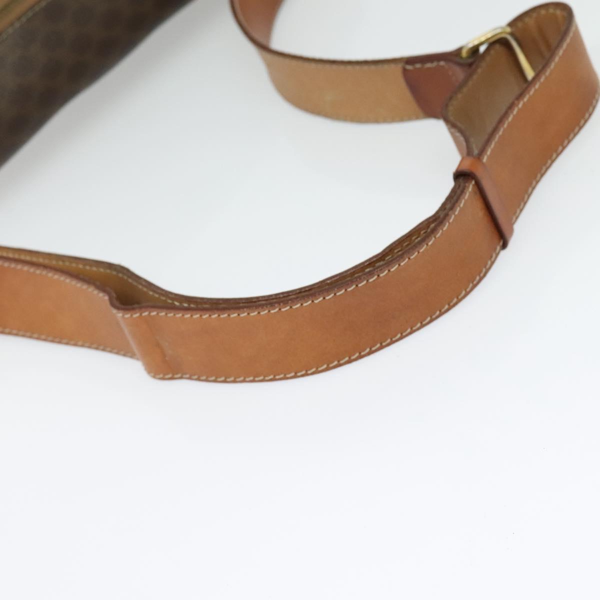 CELINE Macadam Canvas Shoulder Bag PVC Leather Brown Gold Auth 122776