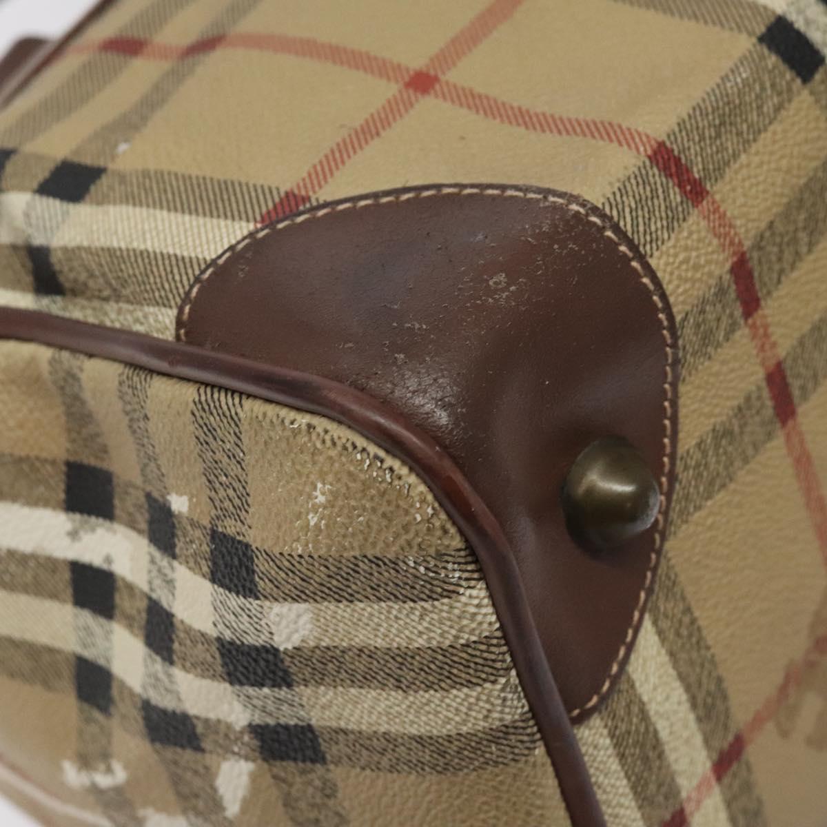 Burberrys Nova Check Hand Bag PVC Beige Auth 122817