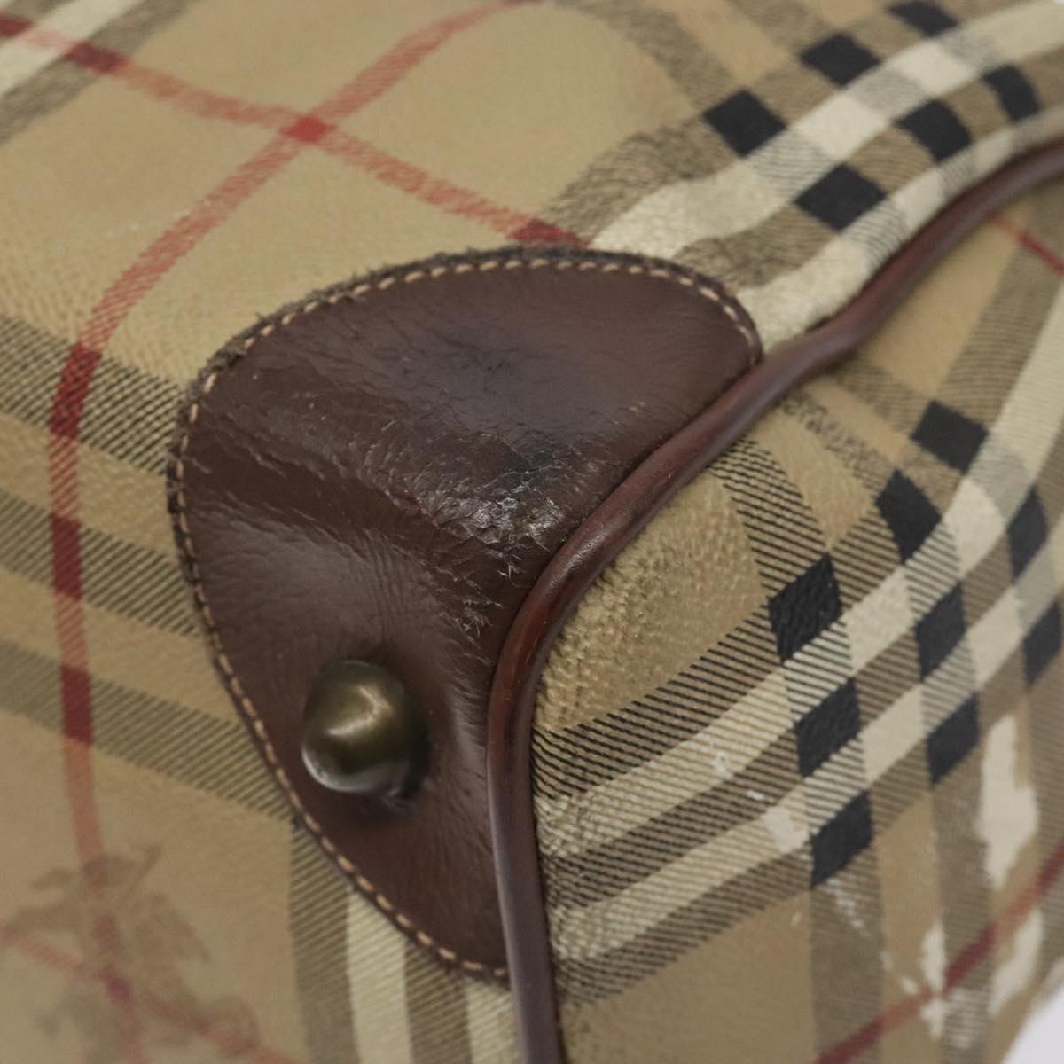 Burberrys Nova Check Hand Bag PVC Beige Auth 122817