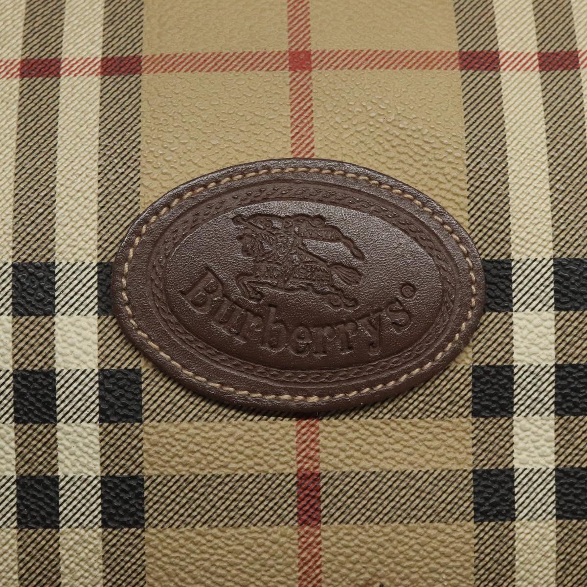 Burberrys Nova Check Hand Bag PVC Beige Auth 122817