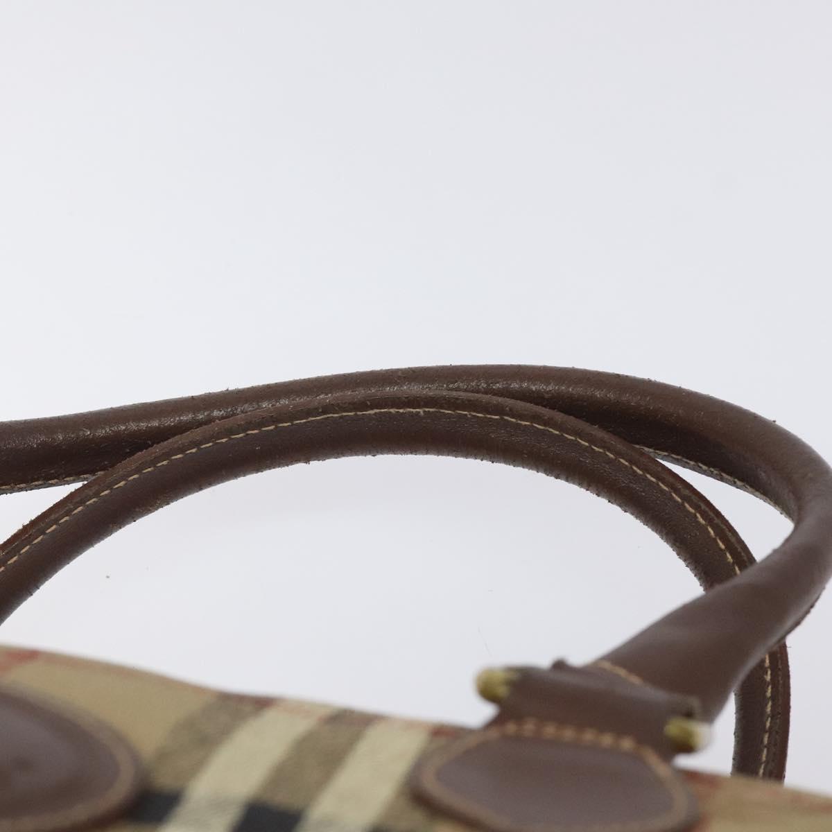 Burberrys Nova Check Hand Bag PVC Beige Auth 122817