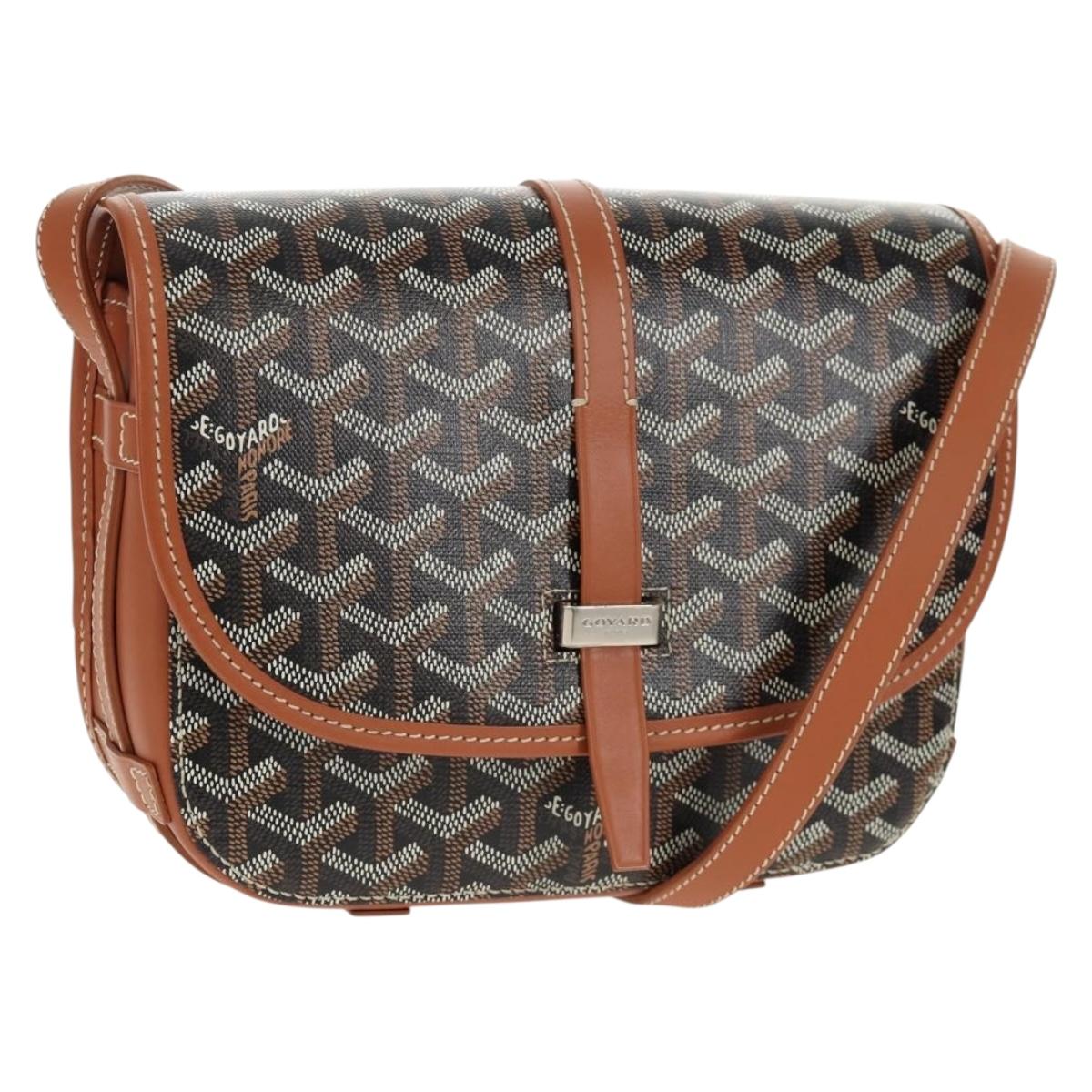 GOYARD Herringbone Belvedere PM Shoulder Bag PVC Black Silver Auth 122843SAM