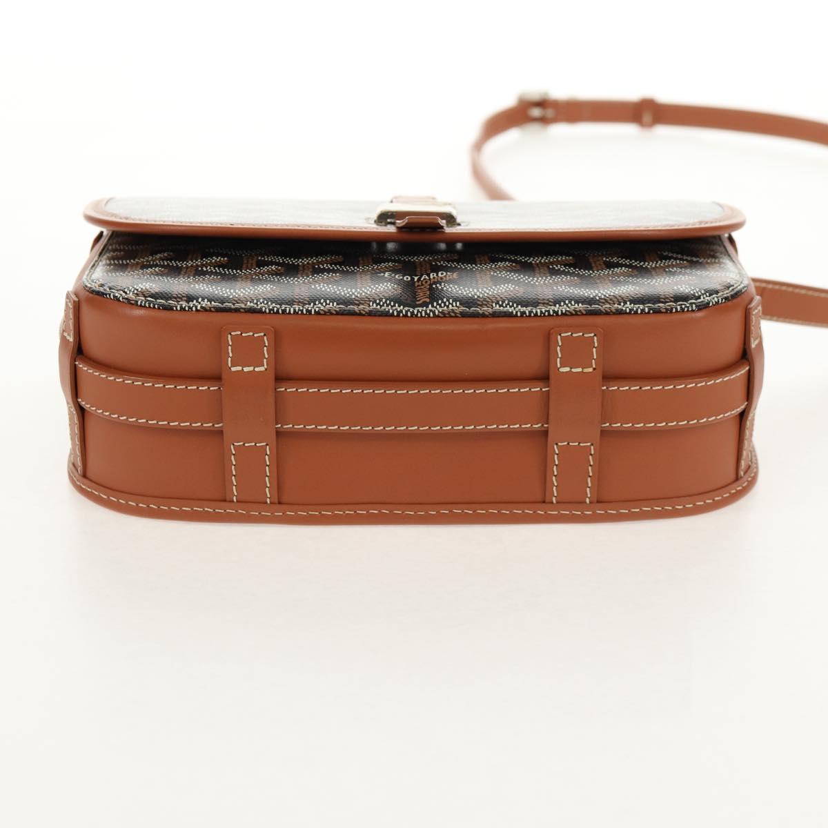 GOYARD Herringbone Belvedere PM Shoulder Bag PVC Black Silver Auth 122843M