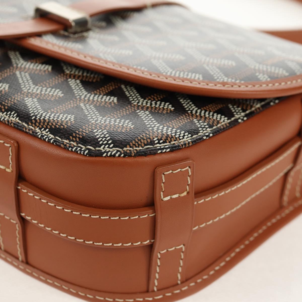 GOYARD Herringbone Belvedere PM Shoulder Bag PVC Black Silver Auth 122843SAM