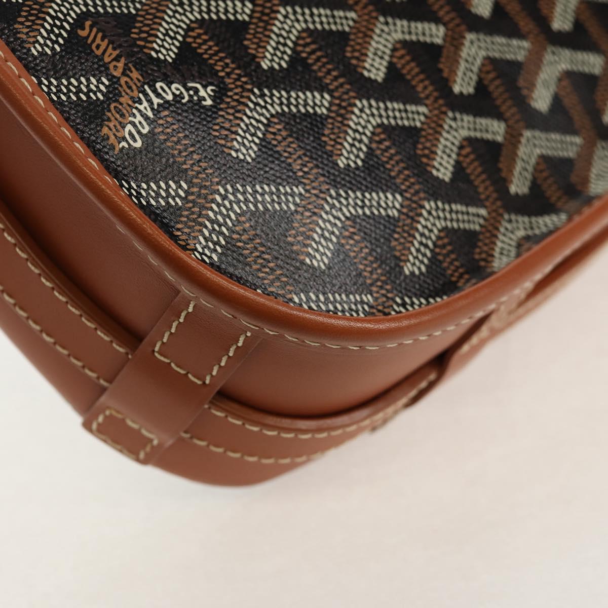 GOYARD Herringbone Belvedere PM Shoulder Bag PVC Black Silver Auth 122843SAM