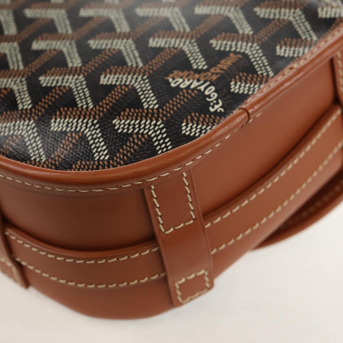 GOYARD Herringbone Belvedere PM Shoulder Bag PVC Black Silver Auth 122843M