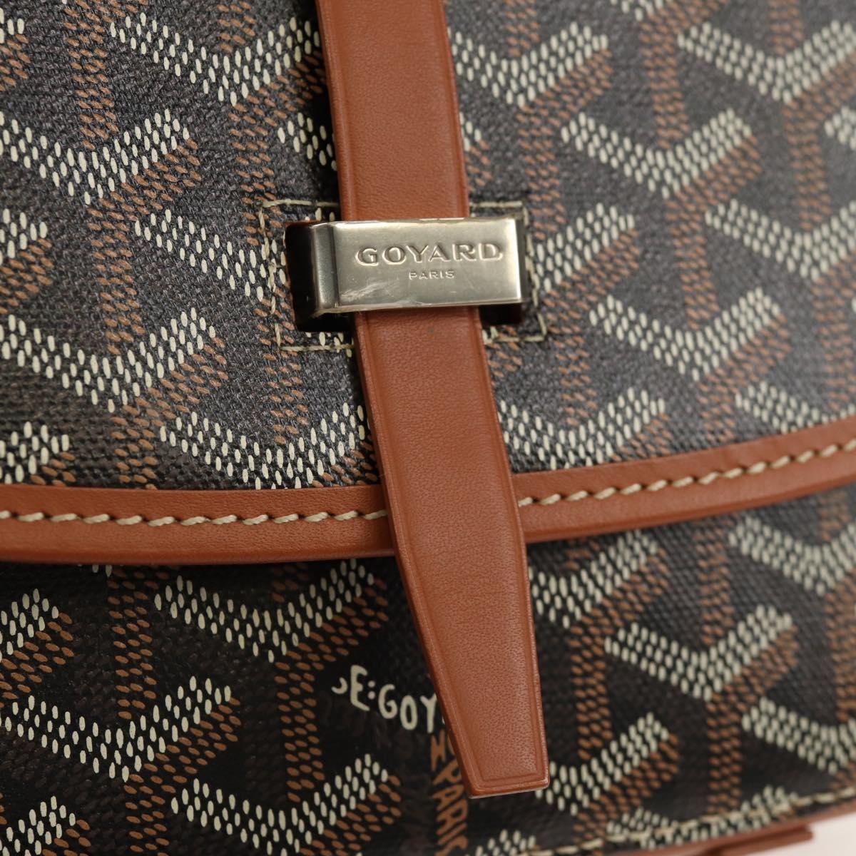 GOYARD Herringbone Belvedere PM Shoulder Bag PVC Black Silver Auth 122843SAM