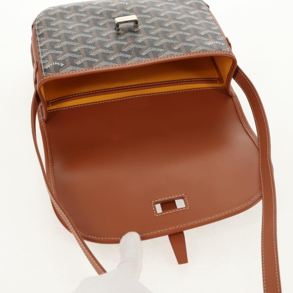 GOYARD Herringbone Belvedere PM Shoulder Bag PVC Black Silver Auth 122843M