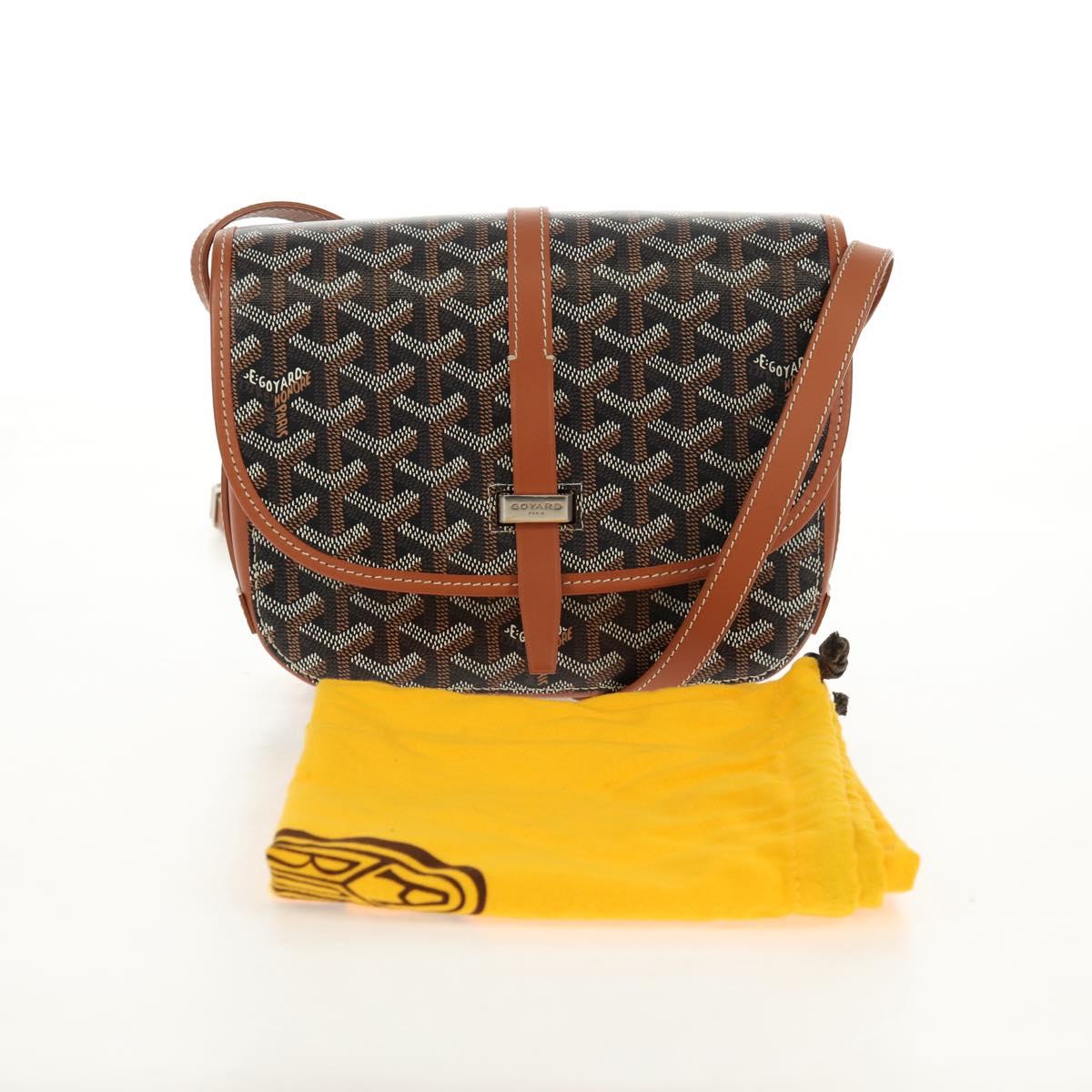 GOYARD Herringbone Belvedere PM Shoulder Bag PVC Black Silver Auth 122843M