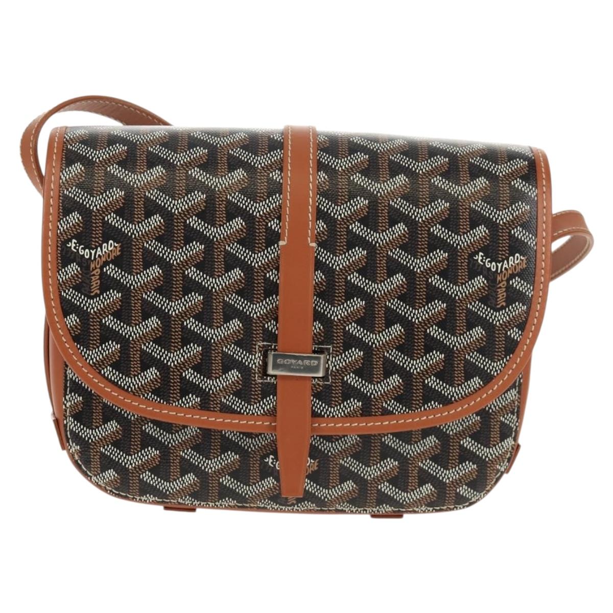 GOYARD Herringbone Belvedere PM Shoulder Bag PVC Black Silver Auth 122843SAM