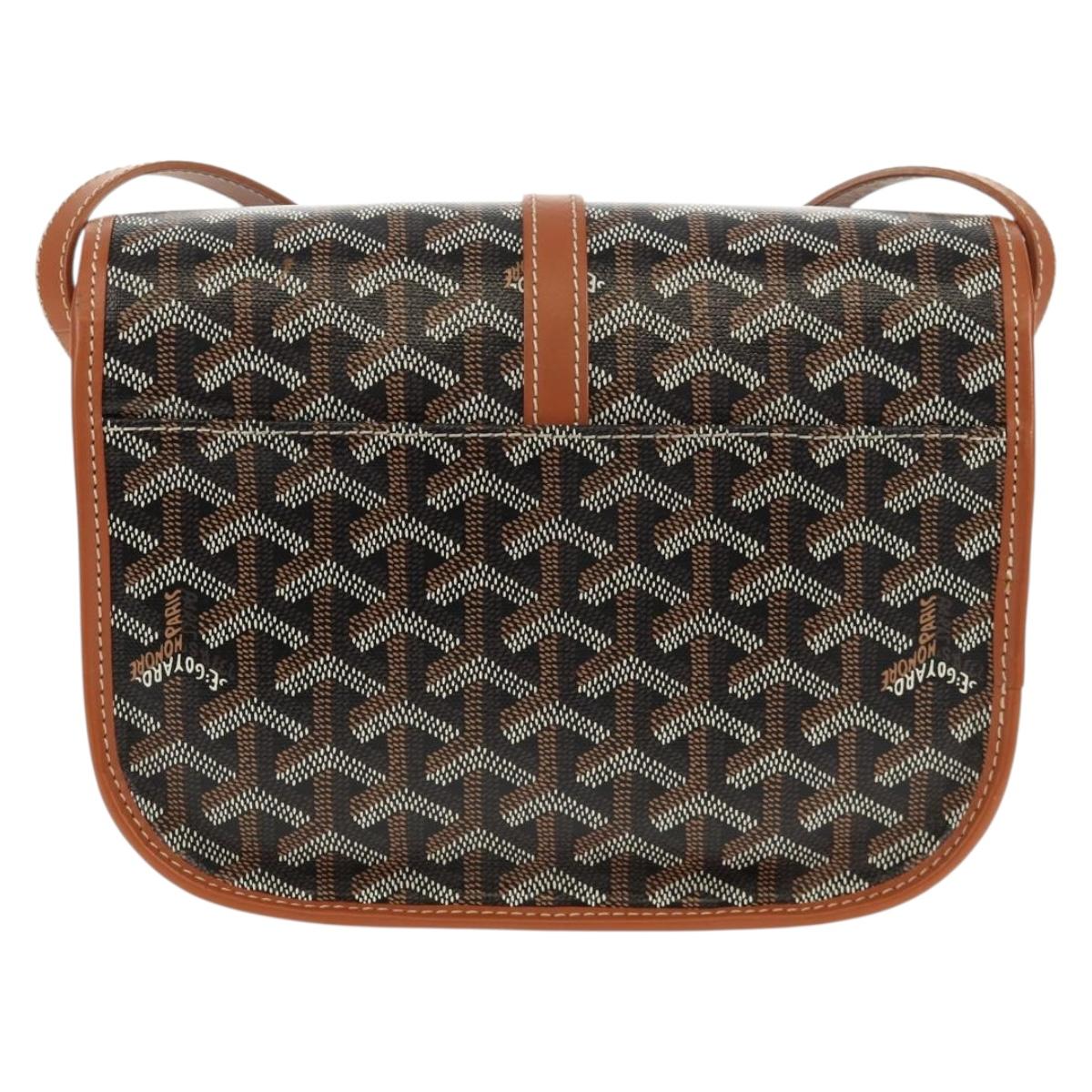 GOYARD Herringbone Belvedere PM Shoulder Bag PVC Black Silver Auth 122843SAM
