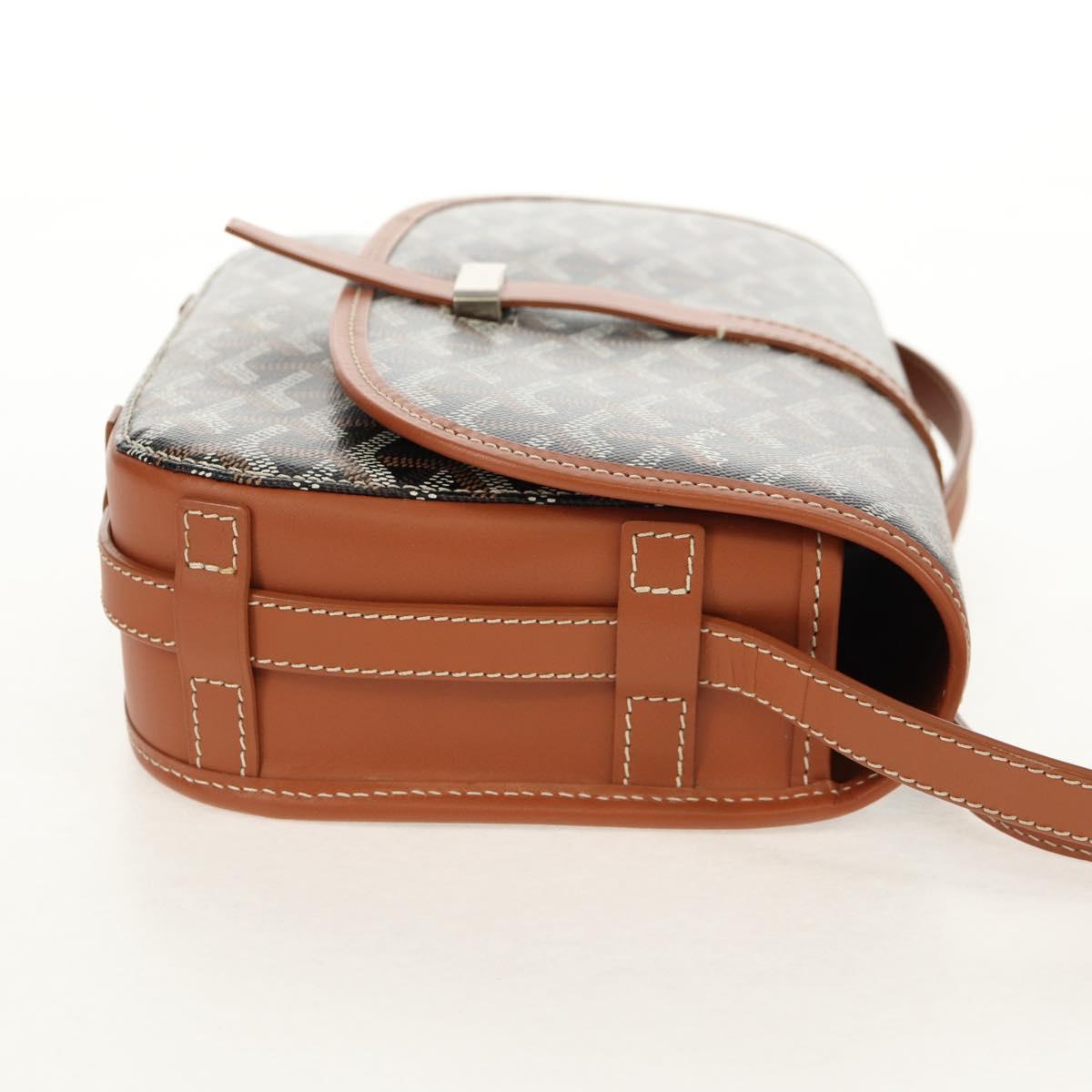 GOYARD Herringbone Belvedere PM Shoulder Bag PVC Black Silver Auth 122843M