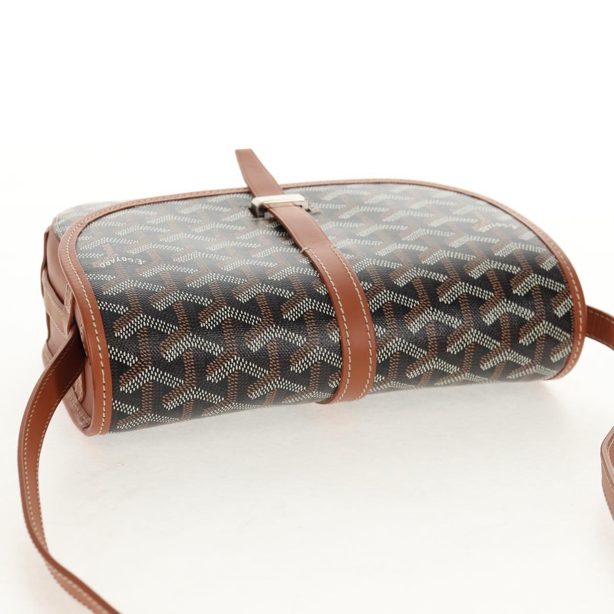 GOYARD Herringbone Belvedere PM Shoulder Bag PVC Black Silver Auth 122843SAM