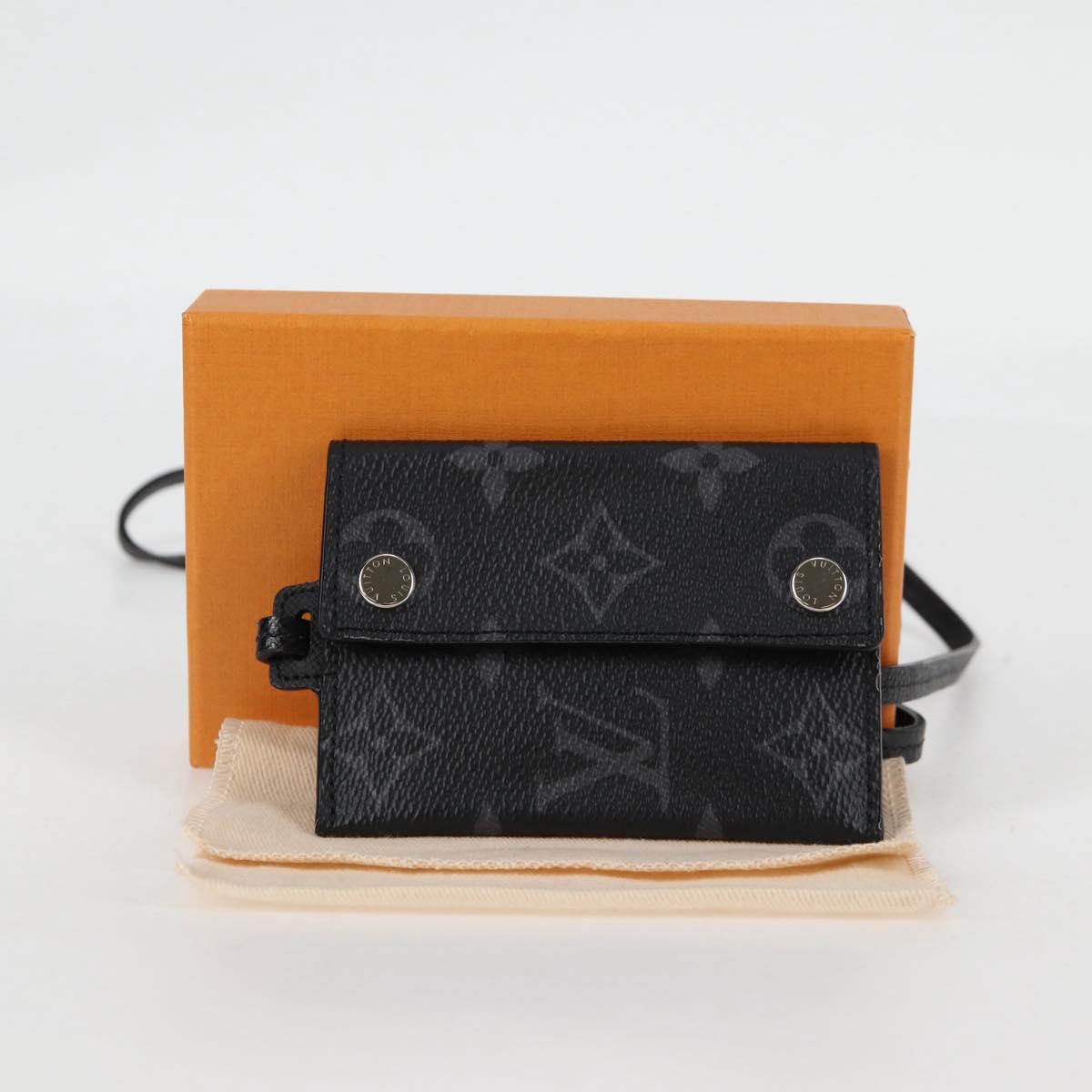 LOUIS VUITTON Monogram Eclipse Porte Cartes On Strap M83155 LV Auth 122851